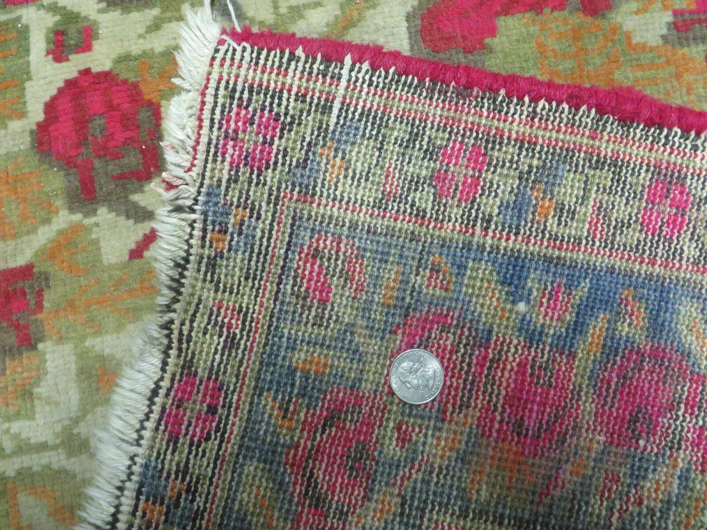Antique Handmade India Floral Wool Rug 5x6 Roses And Traditional Oriental Design