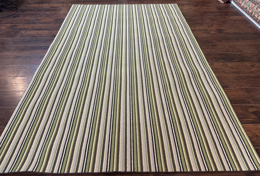 Stark Power Loomed Striped Rug 6x9 Multicolor Vintage Wool Carpet