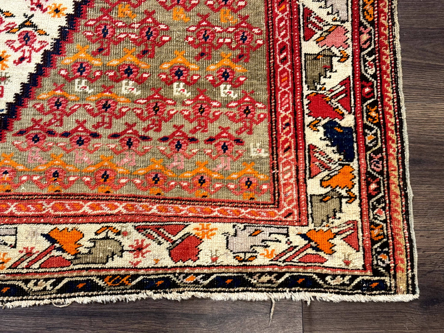 Antique Persian Malayer Rug 4x7 Tribal Senneh Geometric Diamond Design