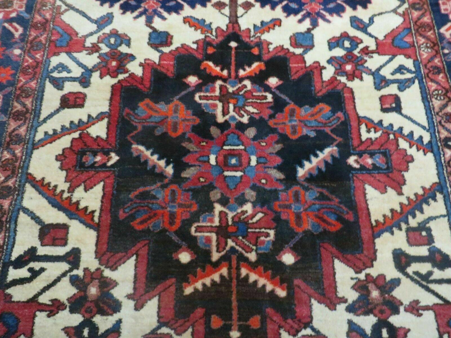 Antique Handmade Indian Floral Wool Rug 66x124 Vegetable Dye Tribal Oriental
