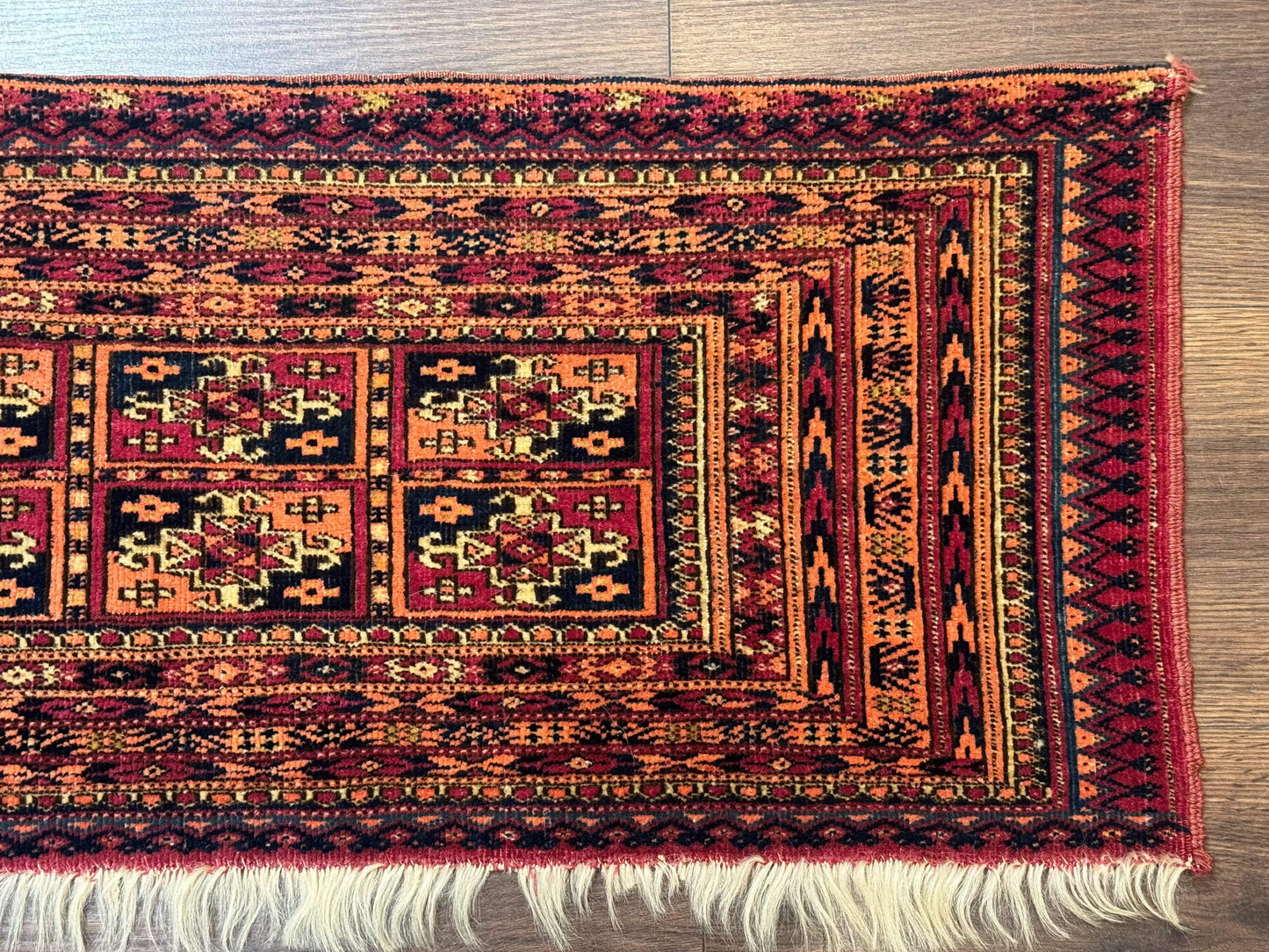 Antique Persian Turkoman Mafresh Rug 1x4, Wool, Tribal Collectible