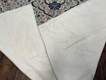 Hand Stitched Wool Rug Chain Stitched 9x12 Vintage Indian Medallion Rug