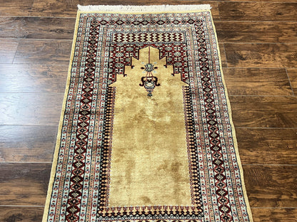 Bokhara Prayer Rug 3x5 Hand Knotted Vintage Wool Carpet Pakistani Turkoman