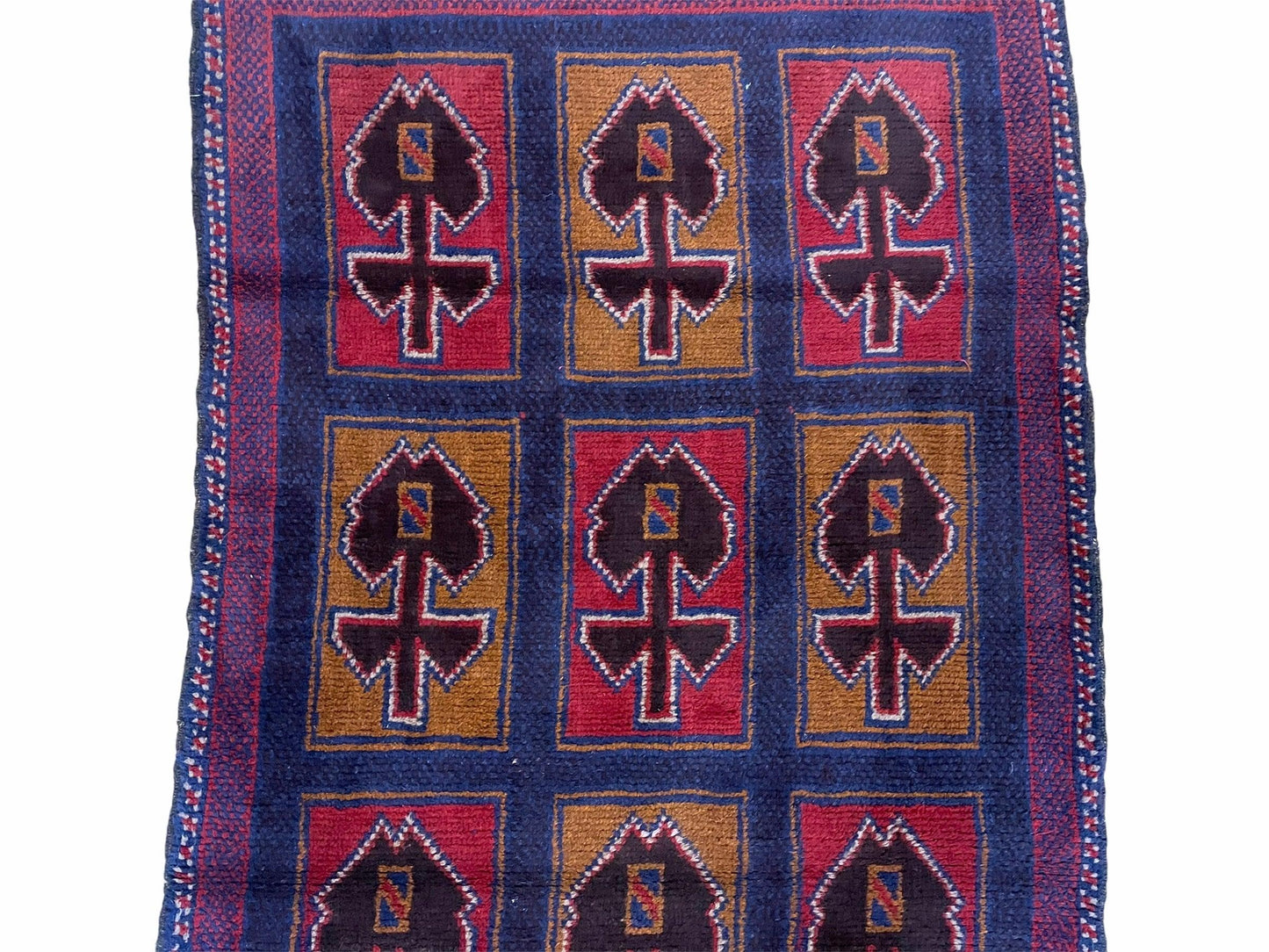 Balouchi Afghan Rug Vintage Handmade Tribal Wool 3x5 Blue Red
