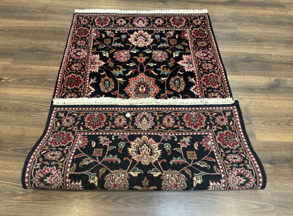 Indo Persian Sarouk Rug 3x5, Black Traditional Oriental Carpet