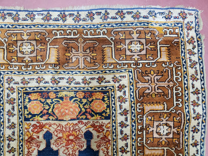 Ghiordes Prayer Rug Antique Turkish Anatolian Twin Mihrabs Collectible Oriental Rug