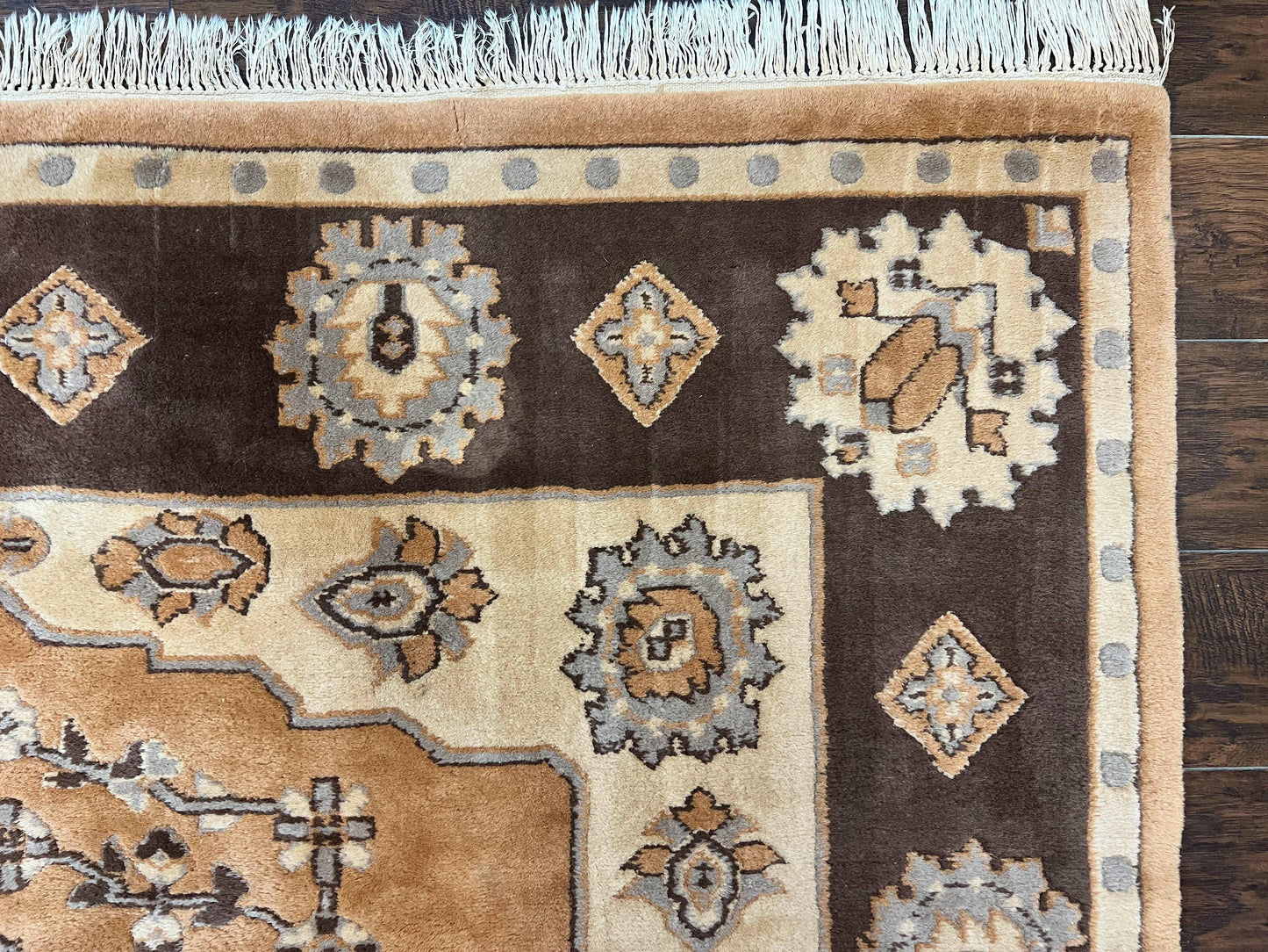 Indian Oushak Rug 8x10, Wool Hand Knotted Vintage Carpet