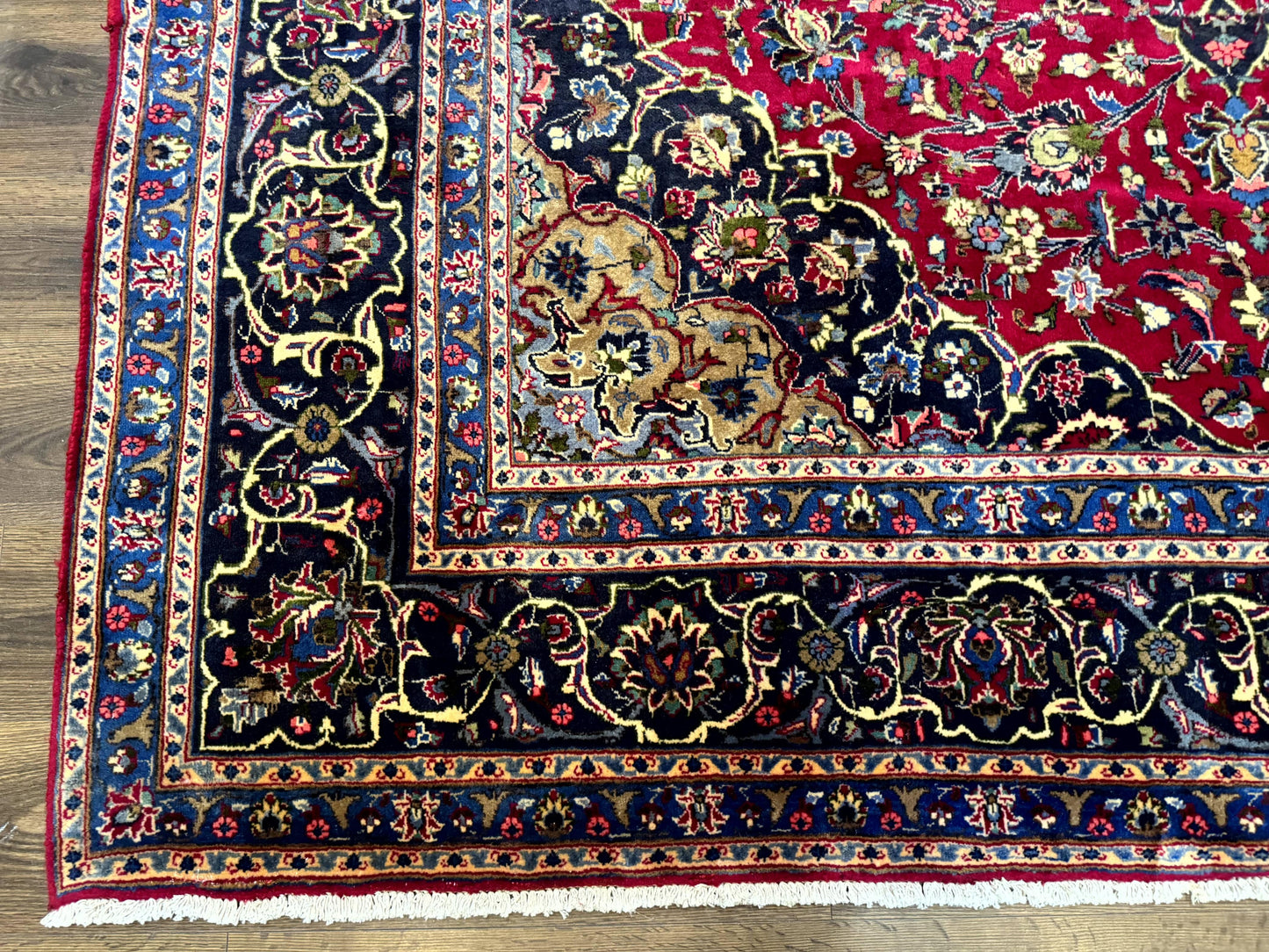Traditional Persian Mashad Rug 8x11 Wool Antique Floral Medallion Carpet