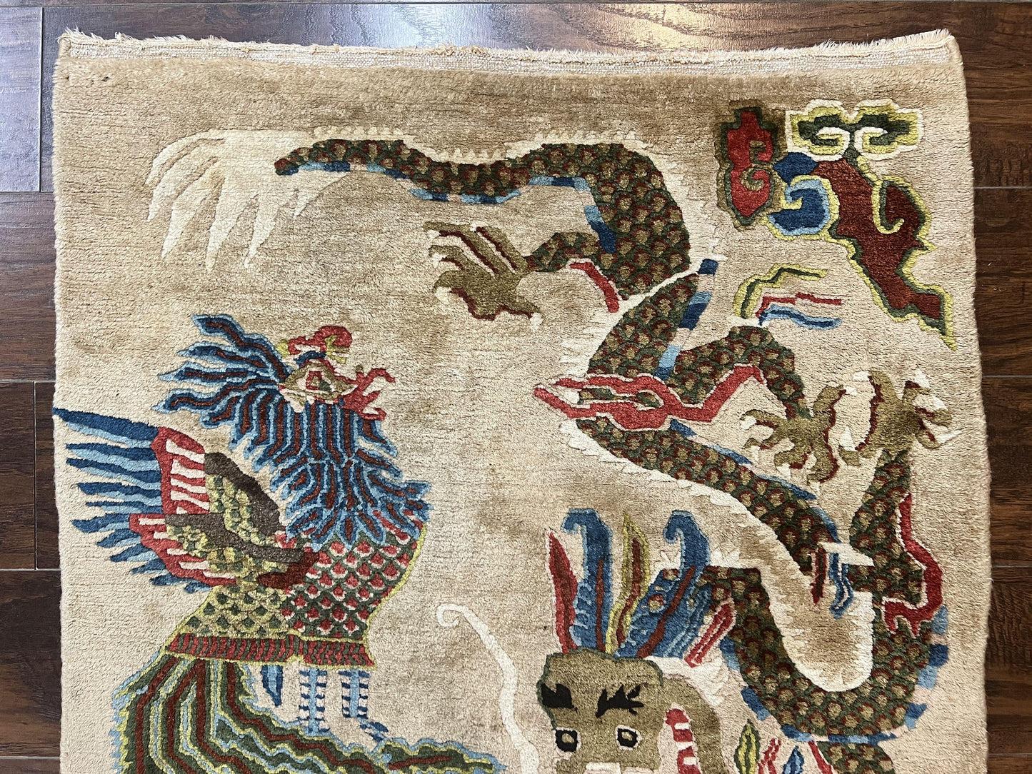 Peking Rug Handmade Wool Antique Chinese Oriental Carpet With Dragon Motifs