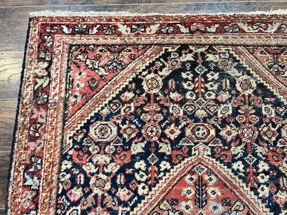 Persian Mahal Rug Antique Hand Knotted Wool Geometric Medallion 4x7