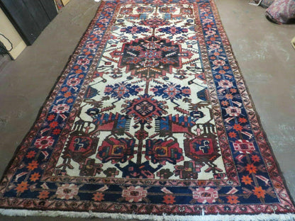 Antique Handmade Indian Floral Wool Rug 66x124 Vegetable Dye Tribal Oriental