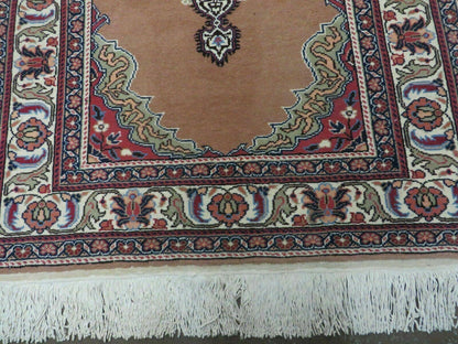 Turkish Kayseri Wool And Cotton Rug Hand Made Vintage 34x51 Floral Medallion