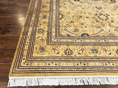 Persian Rug Hand Knotted Wool 8x10 Vintage Safavieh Gold Tan
