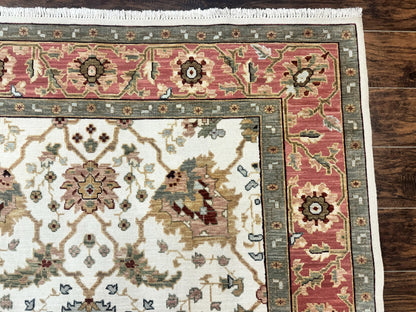 Flatweave Soumak Rug 6x9 Wool Handmade Floral Ivory Nourison