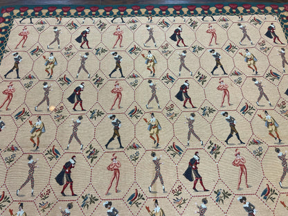 Vintage Wool Tapestry Wall Hanging 5x5 Square Court Jesters