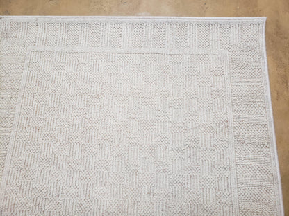 Karastan Chaumiere Rug 3x5 Creme Textured Squares II Pattern Wool Blend