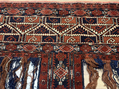 Antique Afghan Beshir Tent Header Rug Hand Knotted Wool Tribal Collectible