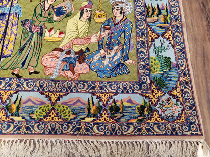 Persian Isfahan Pictorial Rug 3x5 – Kork Wool on Silk