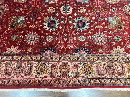 Persian Tabriz Rug 10x12 Floral Allover Handmade Vintage Wool Carpet