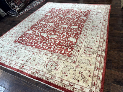 Handmade Pakistani Chobi Rug 8x10 Red Wool Area Rug For Living Room Decor