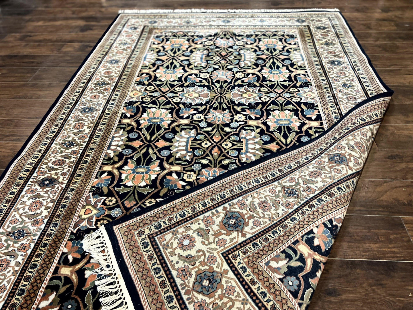 Indo Persian Bidjar Rug 6x10 Vintage Handmade Wool Carpet Allover Pattern