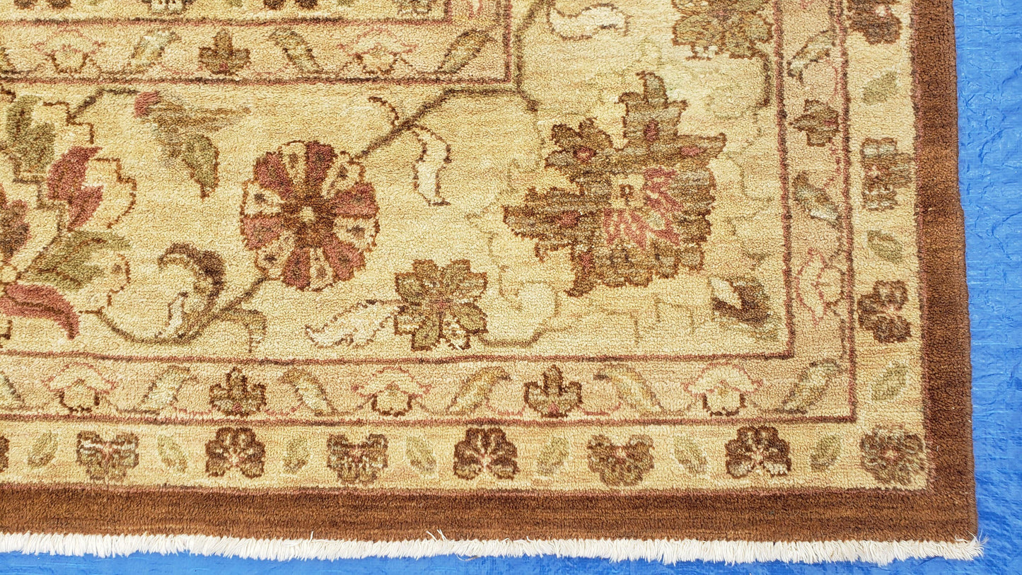 Indo Persian Rug 10x14, Mahal Sultanabad Oriental Carpet, Burnt Orange & Beige, Handmade Wool Area Rug