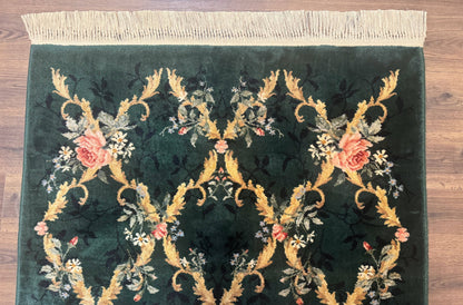 Karastan Garden of Eden Rug 4x6 Green Savonnerie Vintage Carpet