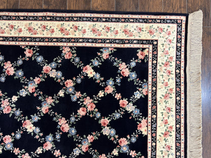 Karastan Rug 8' 8" x 12" Garden of Eden Collection Ebony Trellis #509/1270, Wool Pile Discontinued Vintage Karastan Carpet, Room Sized Rug