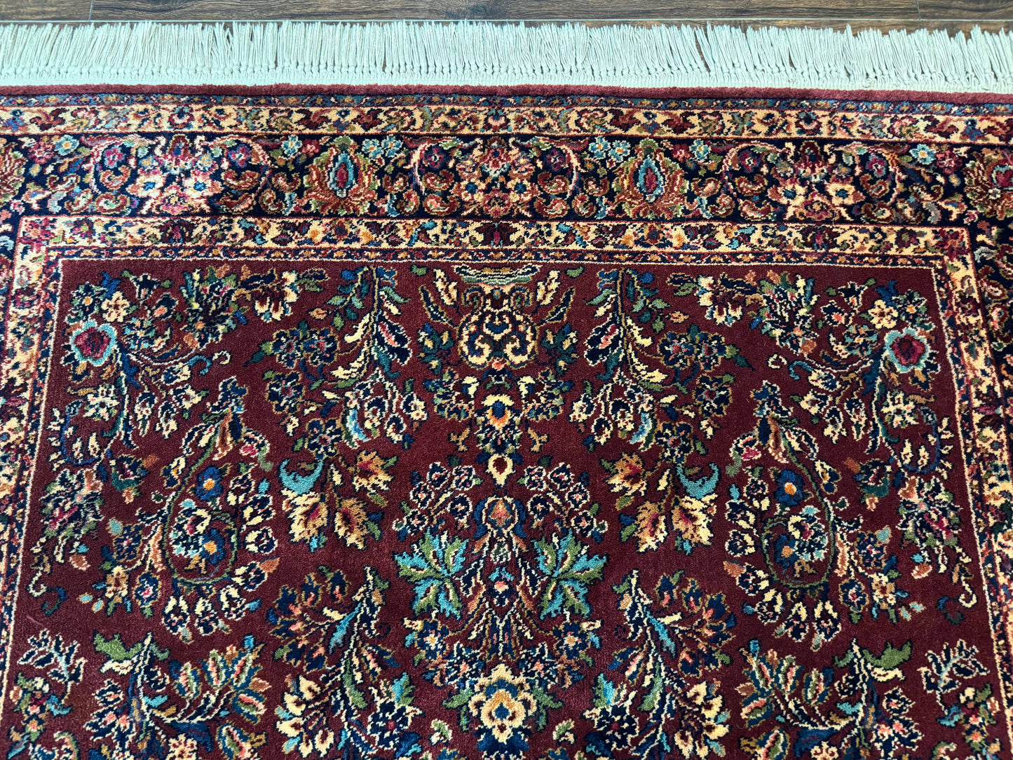 Karastan Red Sarouk Rug 5.9 x 9 Vintage Wool Area Carpet 785 Original 700 Series