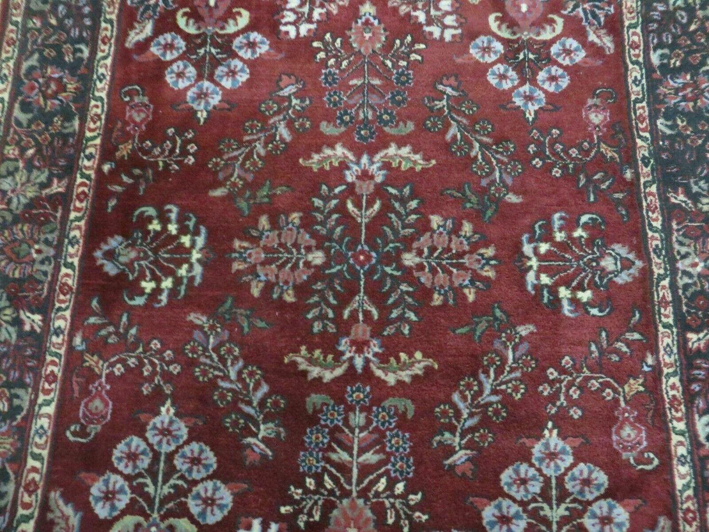 Jaipur Floral Oriental Wool Rug Vintage Handmade Indian 4 By 6 Rug