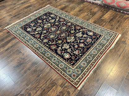 Blue Persian Rug Qum Hand Knotted Wool 5x7