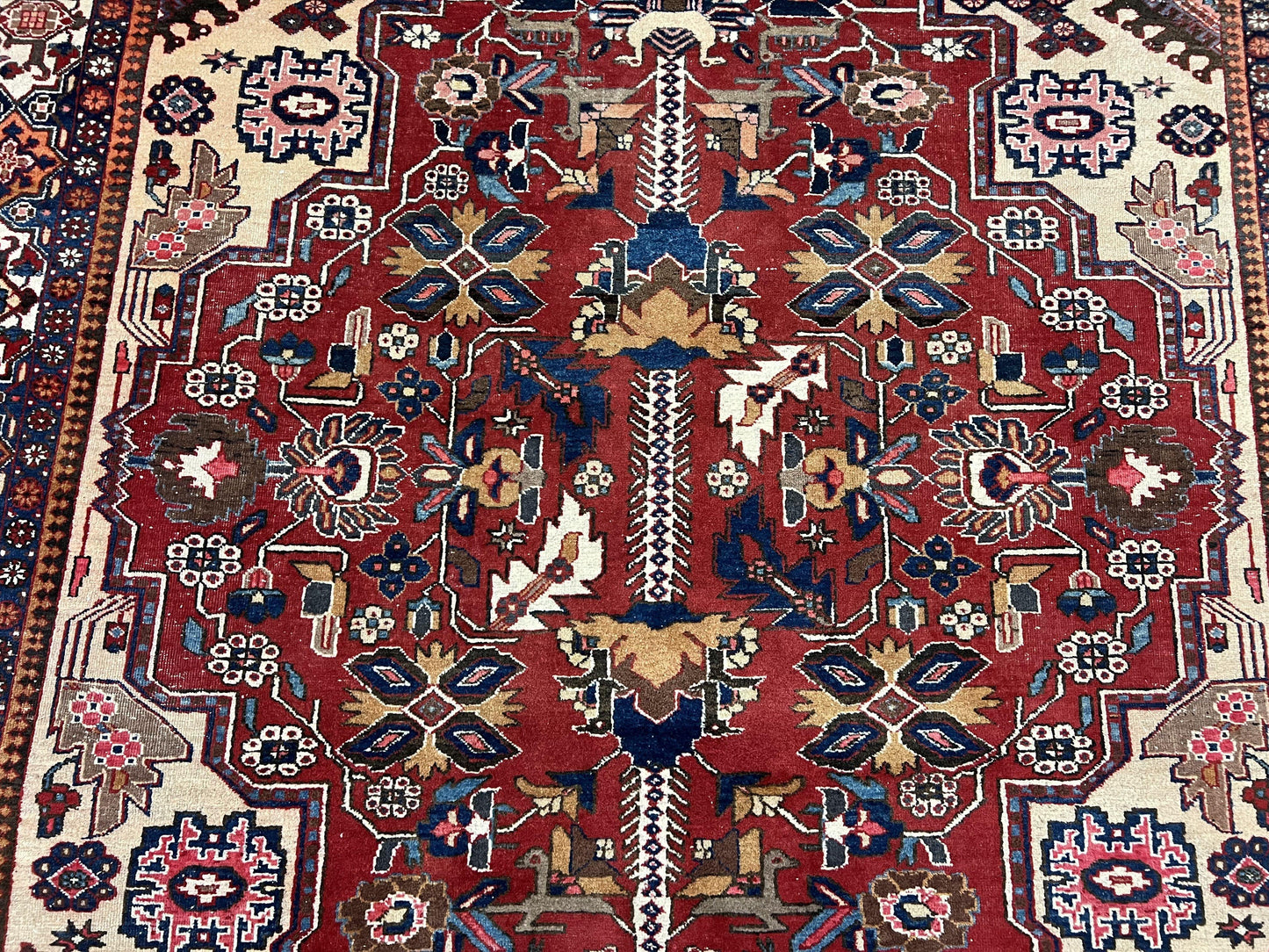 Persian Heriz Rug 8x12 Hand Knotted Wool Geometric Medallion Oriental Carpet