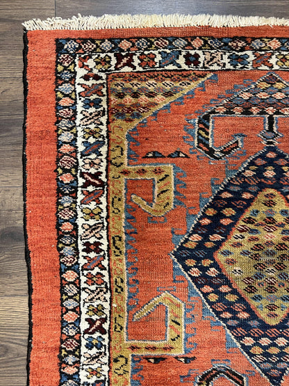 Persian Runner Rug 3x11 Hand Knotted Rare Tribal Wool Oriental Geometric Medallions