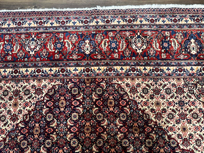 Persian Tabriz Rug 11x14 Navy Blue Herati Wool Carpet