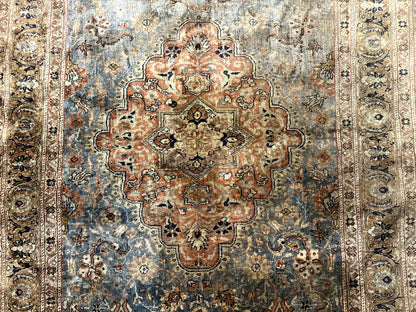 Silk Turkish Kayseri Rug 5x7, Light Blue