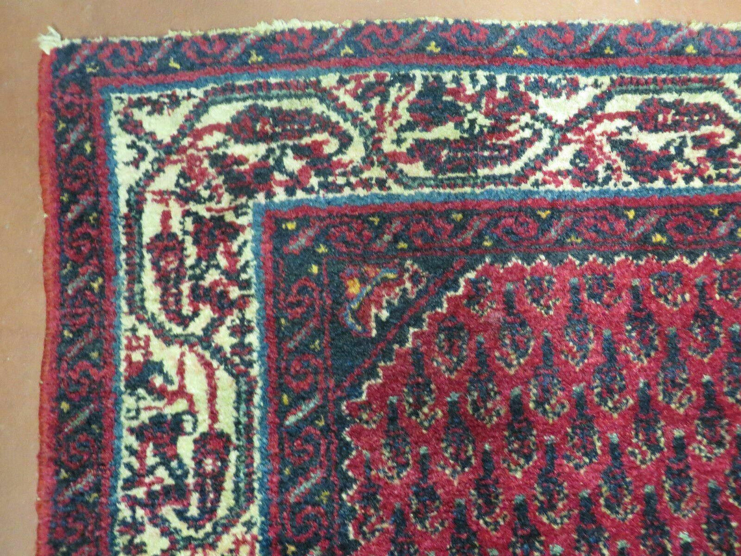 Indian Wool Rug Amritsar Vintage Handmade Red Paisley Design