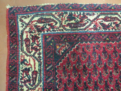 Indian Wool Rug Amritsar Vintage Handmade Red Paisley Design