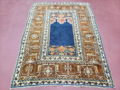 Ghiordes Prayer Rug Antique Turkish Anatolian Twin Mihrabs Collectible Oriental Rug
