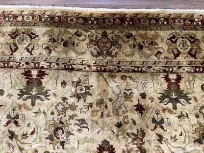 Indo Persian Mahal Rug 8x10 Handmade Hand Knotted Wool Carpet With Floral Design