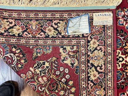 Karastan Rug 4.6 x 6 Lanamar Sarouk #5528, Red Wool Karastan Oriental Carpet, Discontinued, Antique, Wool Pile
