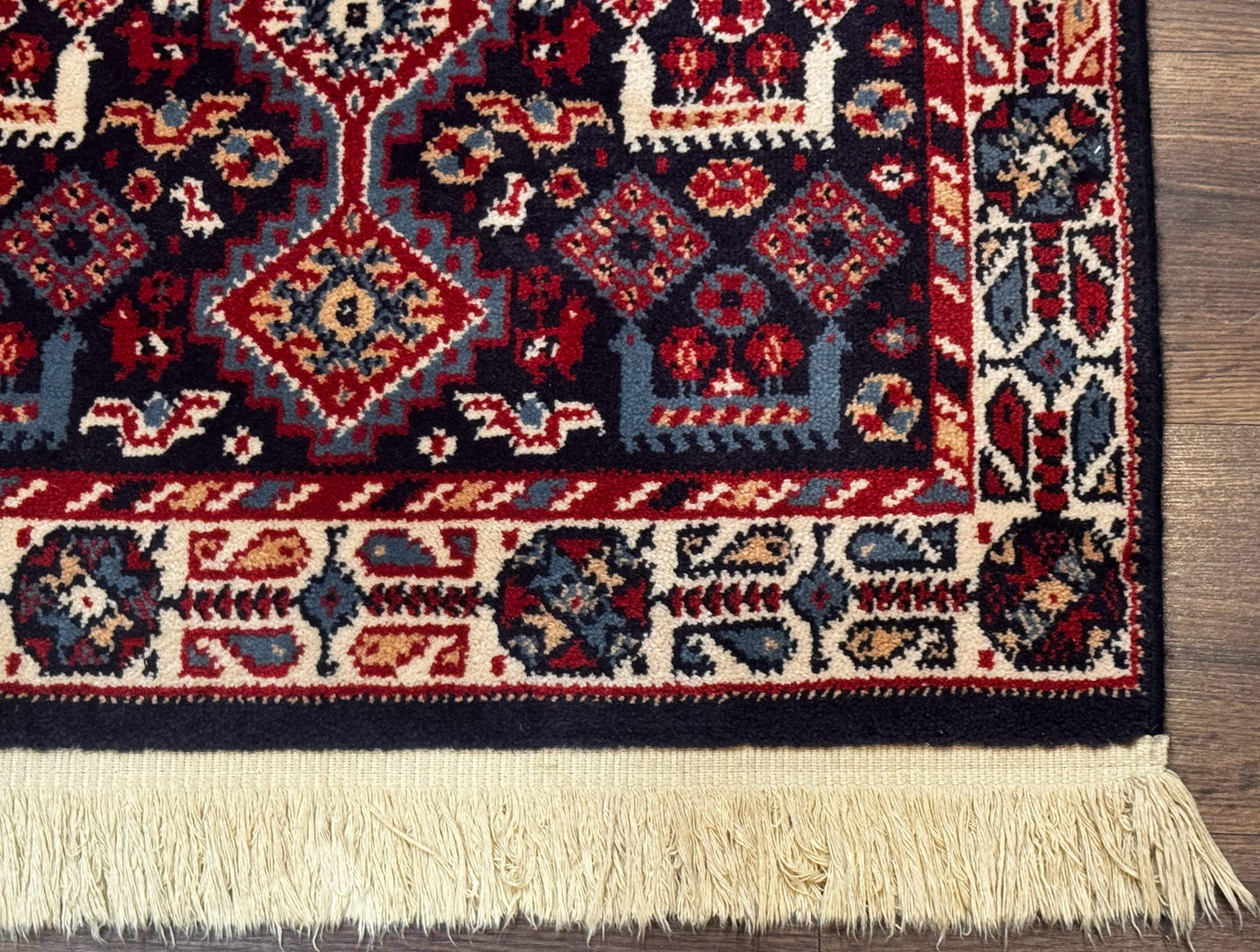 Karastan Yuruk Wool Rug 3x4 Tribal Geometric Navy Blue Area Rug