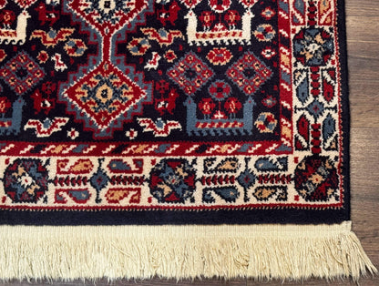 Karastan Yuruk Wool Rug 3x4 Tribal Geometric Navy Blue Area Rug