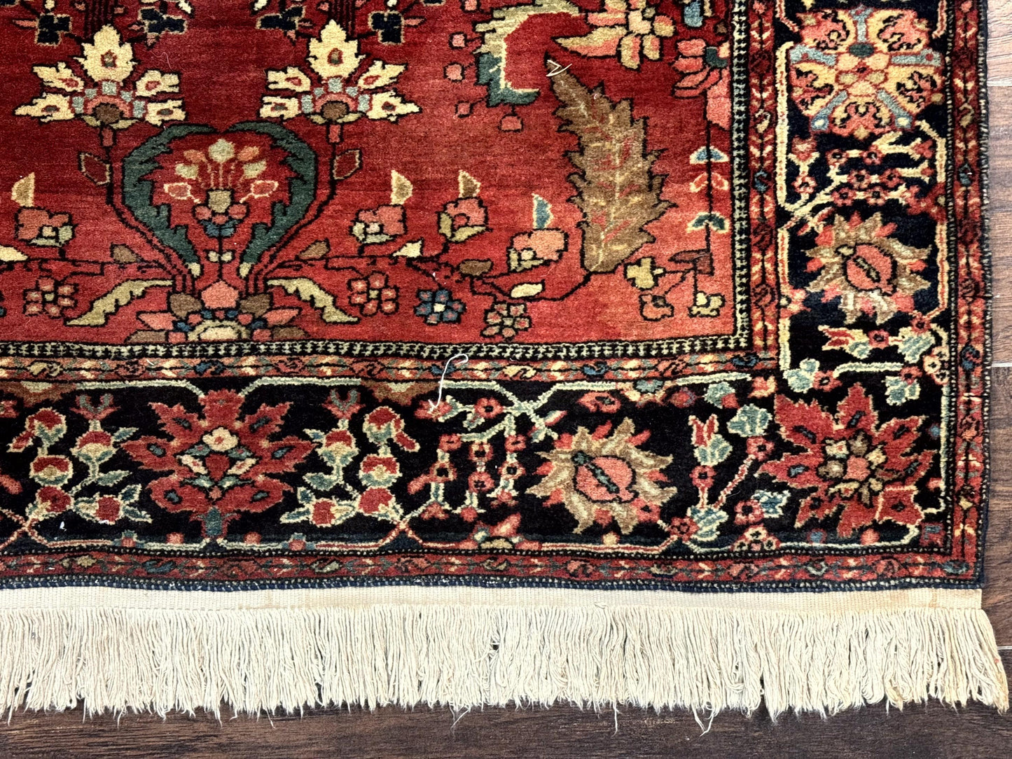 Persian Sarouk Rug Antique Farahan Style 3ft6in x 5ft Red Floral Traditional Wool 210 KPSI