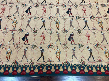 Vintage Wool Tapestry Wall Hanging 5x5 Square Court Jesters
