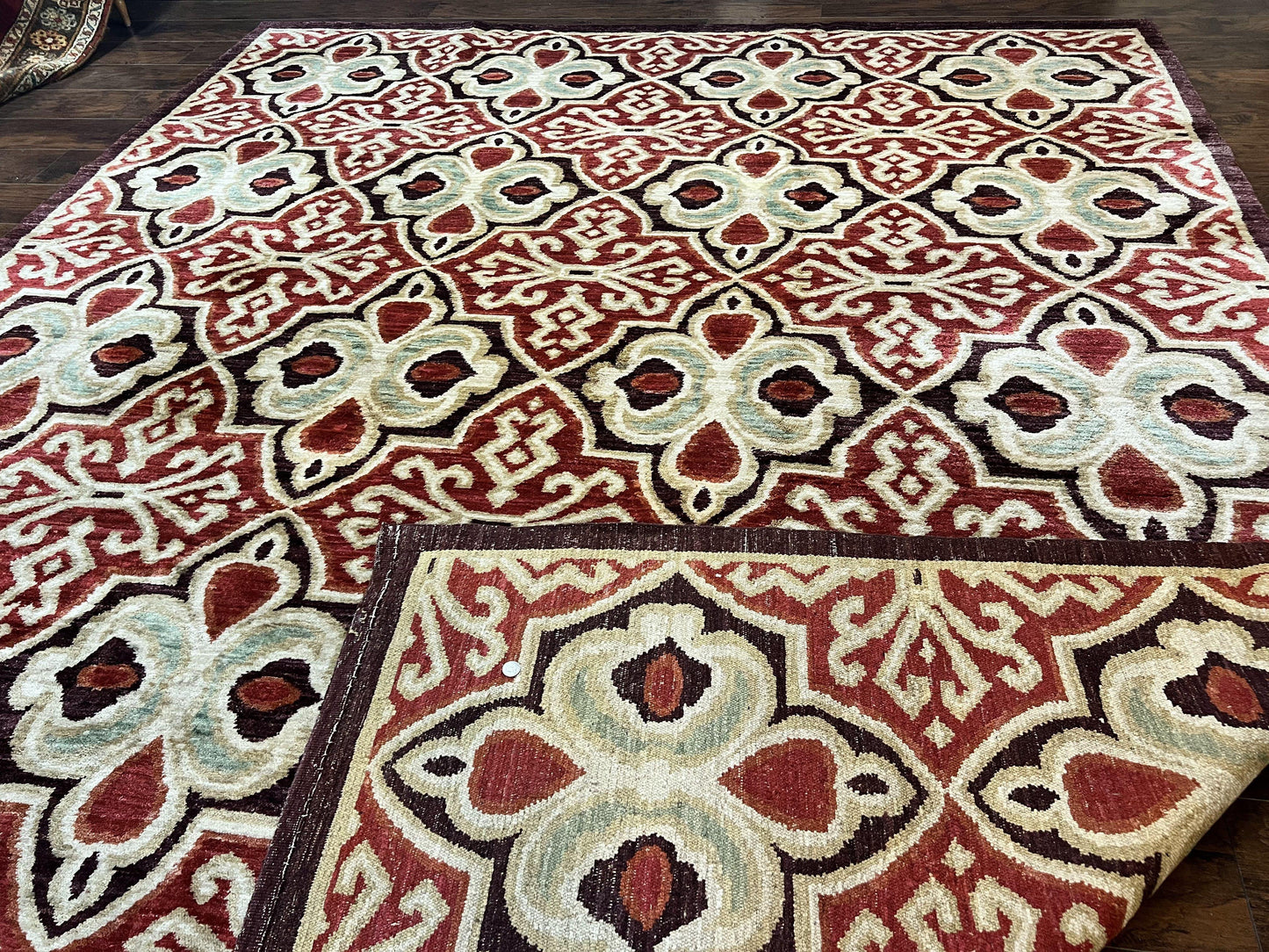 Portuguese Rug 9x12 Vintage Handmade Wool Carpet Handcrafted For Timeless Interiors