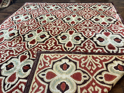 Portuguese Rug 9x12 Vintage Handmade Wool Carpet Handcrafted For Timeless Interiors