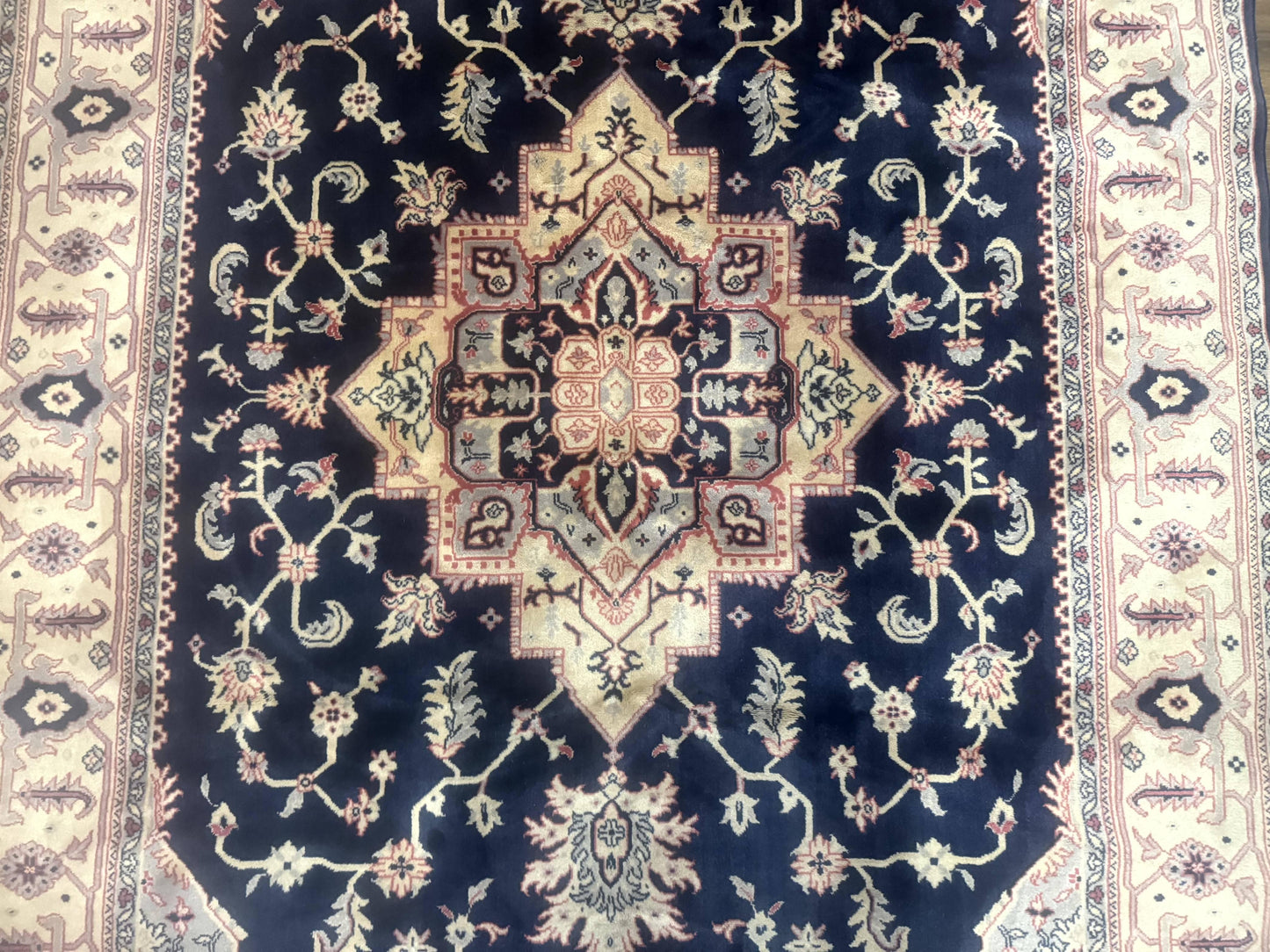 Karastan Navy Serapi Kara Shah Wool Rug Vintage Area Rug