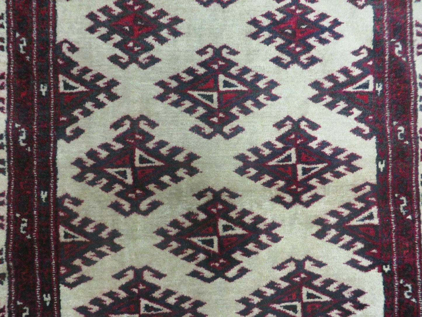 Vintage Turkoman Bokhara Yamud Wool Rug 3 By 3 Foot Hand Knotted Full Pile