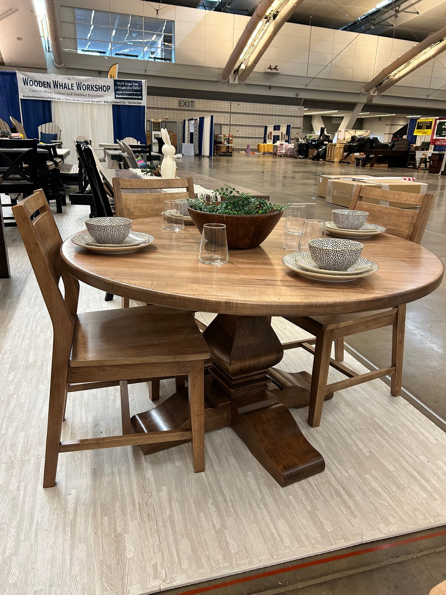 Banks Pedestal Round Dining Table With Kiln Maple Top And Oak Option