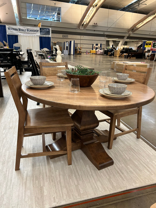 Banks Pedestal Round Dining Table With Kiln Maple Top And Oak Option